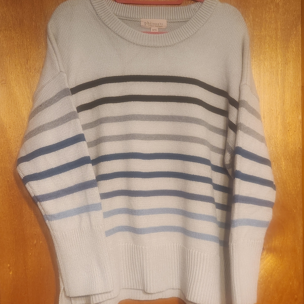 Philosophy Women's Grey Stripped Sweater Size 1x